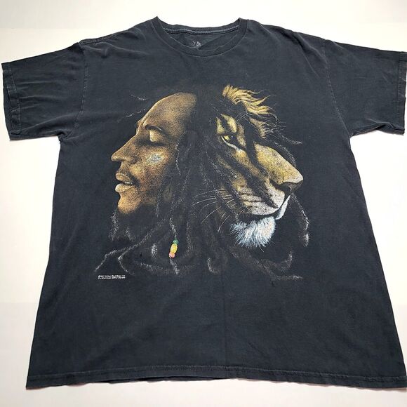 Zion Rootswear Bob Marley Lion Graphic T-Shirt Men's Size Large 2007 Distressed - Picture 1 of 7